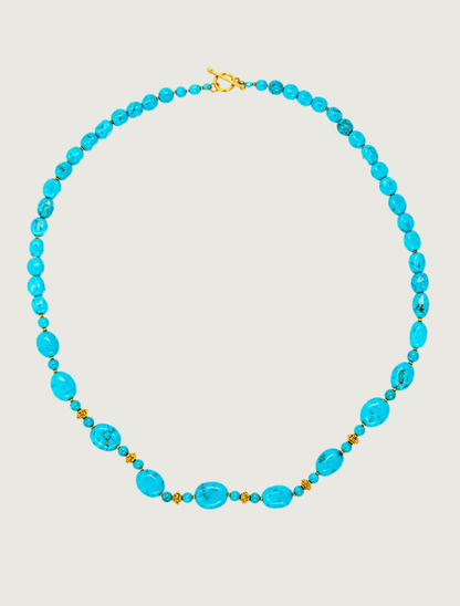 18K Yellow Gold & Turquoise Beaded Necklace