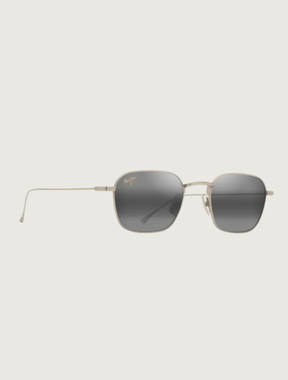 Maui Jim Mekala square sunglasses in Matte Light Gold / Neutral Grey — quarter view