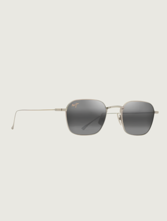 Maui Jim Mekala square sunglasses in Matte Light Gold / Neutral Grey — quarter view