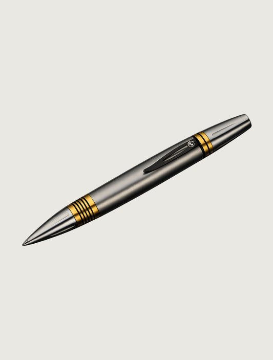 William Henry Stainless Steel and Titanium Executive Pen with Art Deco Detail