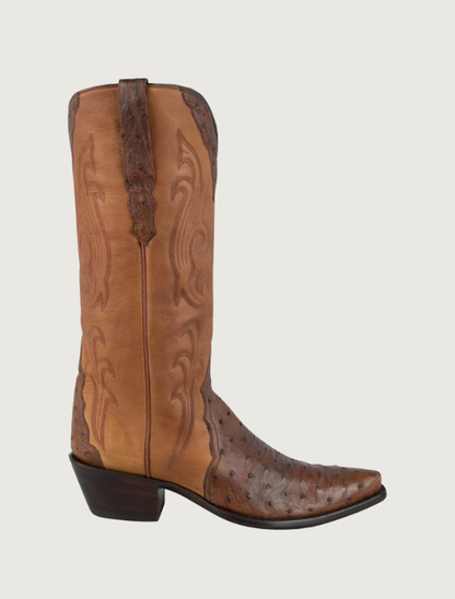 Stallion Full Quill Ostrich Gallegos Cowgirl Boots in Antique Saddle