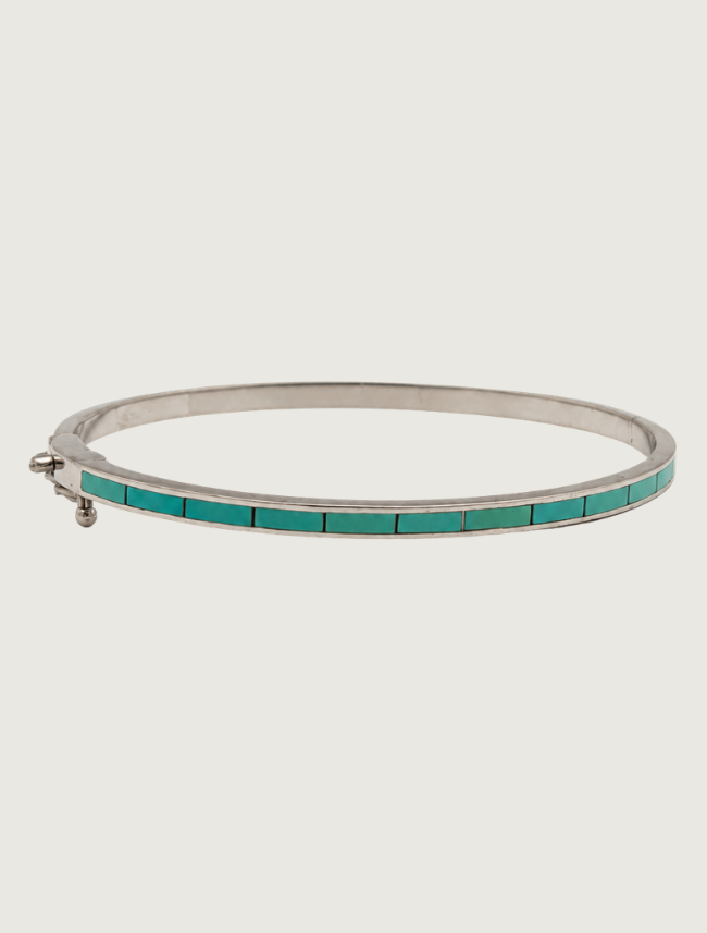 14K White Gold & Turquoise Bracelet