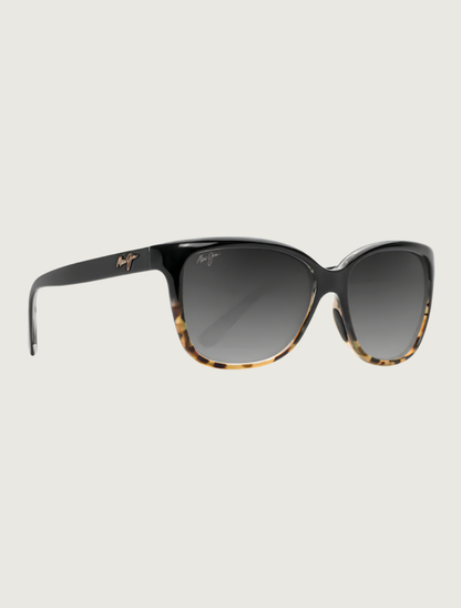 Maui Jim Starfish cat eye sunglasses in Black with Tortoise / Neutral Grey — quarter view
