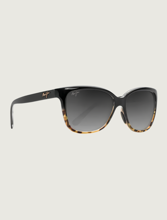 Maui Jim Starfish cat eye sunglasses in Black with Tortoise / Neutral Grey — quarter view