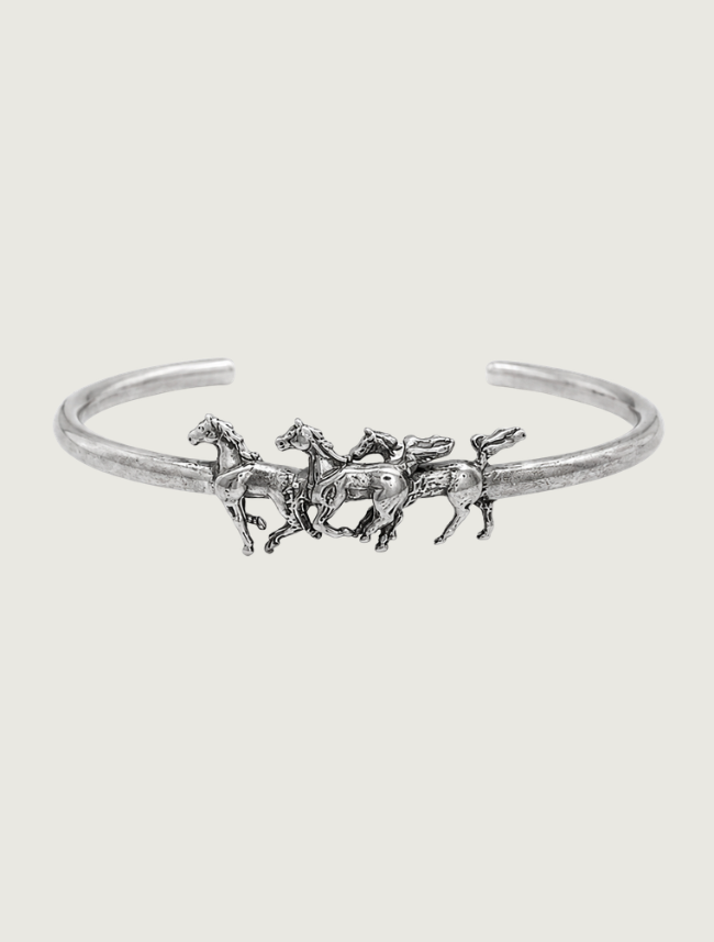Kabana Sterling Silver 3 Horses Cuff Bracelet