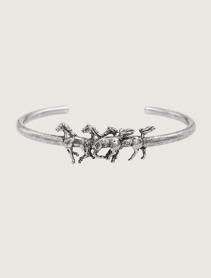 Kabana Sterling Silver 3 Horses Cuff Bracelet