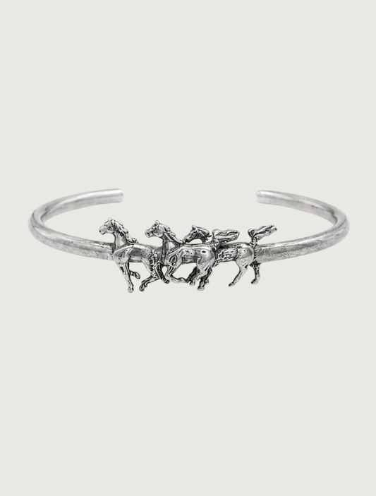 Kabana Sterling Silver 3 Horses Cuff Bracelet