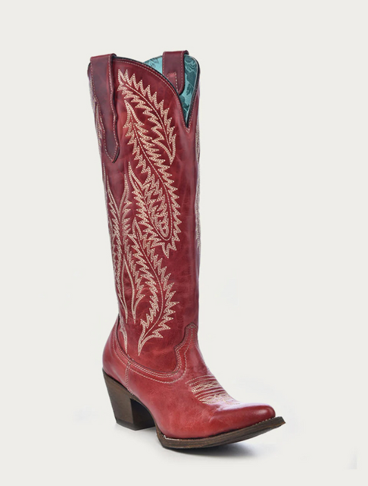 Corral Women's Red Embroidery Tall Top Cowboy Boots