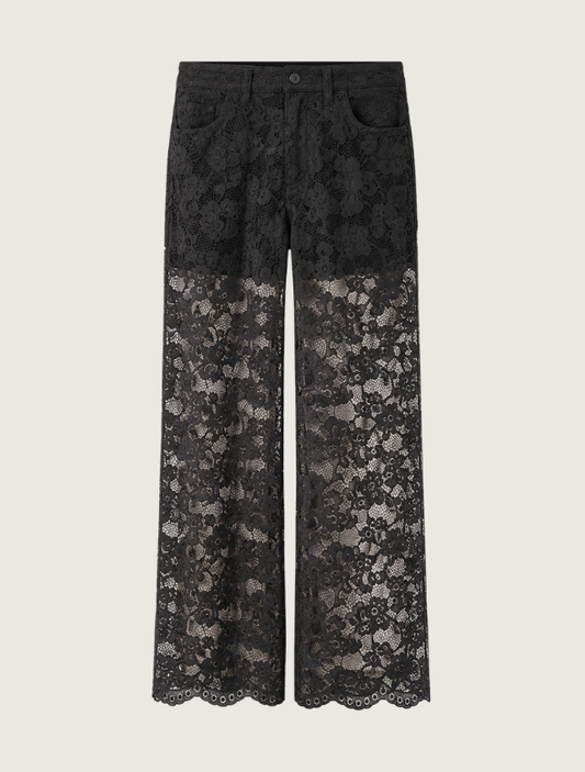 Scully Women's Black Lined Lace Wide Leg Lace Pant
