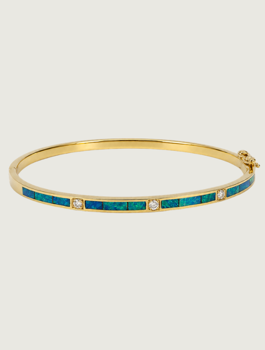 14K Yellow Gold Opal & Diamond Bracelet
