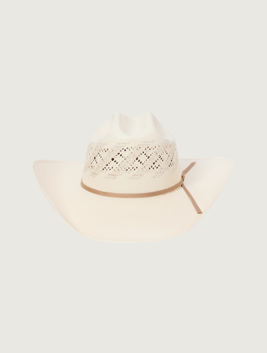 Stetson Thunder 10X shantung straw cowboy hat in off white — front view