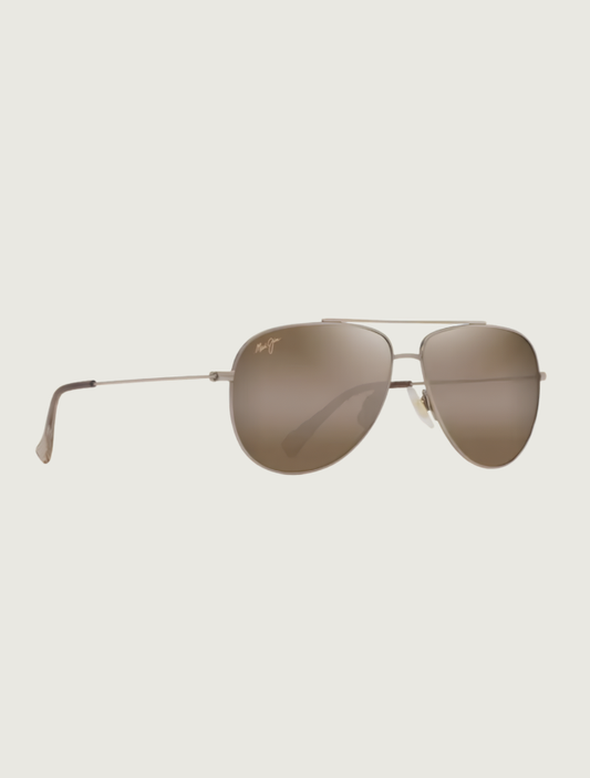Maui Jim Hau'oli XS aviator sunglasses in Shiny Light Gold with Brown Grad / HCL Bronze — quarter view