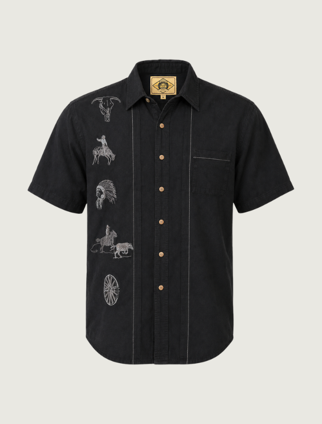 Scully Men's Western Embroidered Short Sleeve Shirt