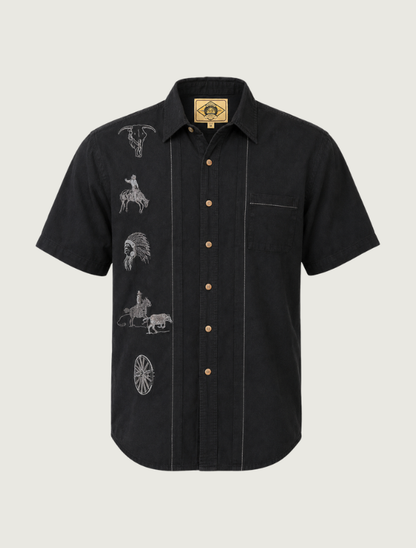 Scully Men's Western Embroidered Short Sleeve Shirt