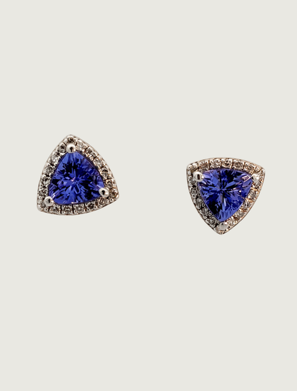 14K White Gold Tanzanite & Diamond Earrings