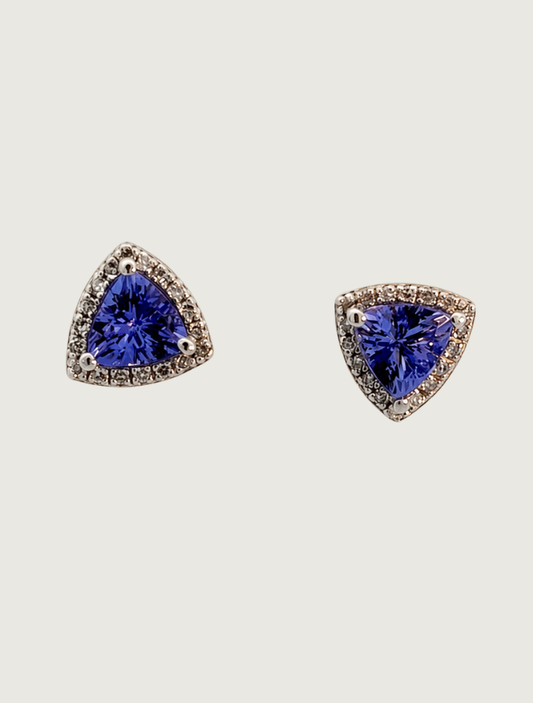 14K White Gold Tanzanite & Diamond Earrings