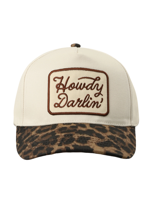 Howdy Darlin' Embroidered Leopard Brim Trucker Hat