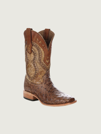 Corral Ostrich Overlay & Embroidery Cowboy Boots