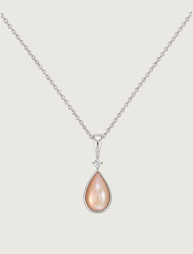 Kabana RP Sterling Silver, Diamond, & Pink Mother of Pearl Necklace