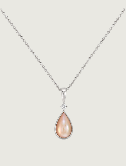Kabana RP Sterling Silver, Diamond, & Pink Mother of Pearl Necklace