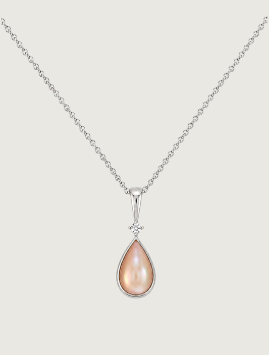 Kabana RP Sterling Silver, Diamond, & Pink Mother of Pearl Necklace