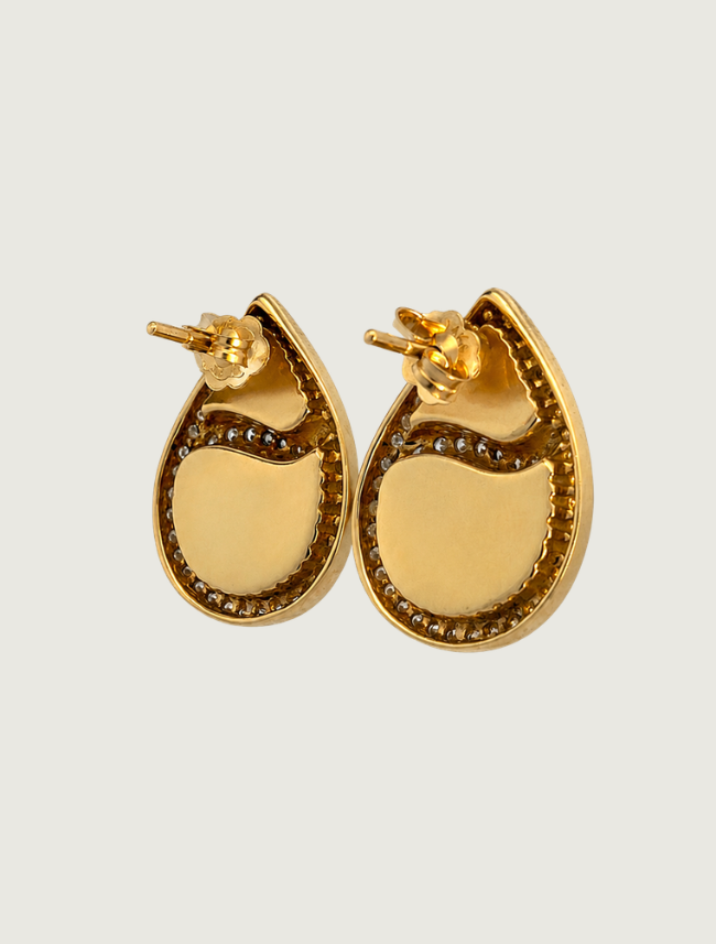 14K Yellow Gold Opal & Diamond Earrings