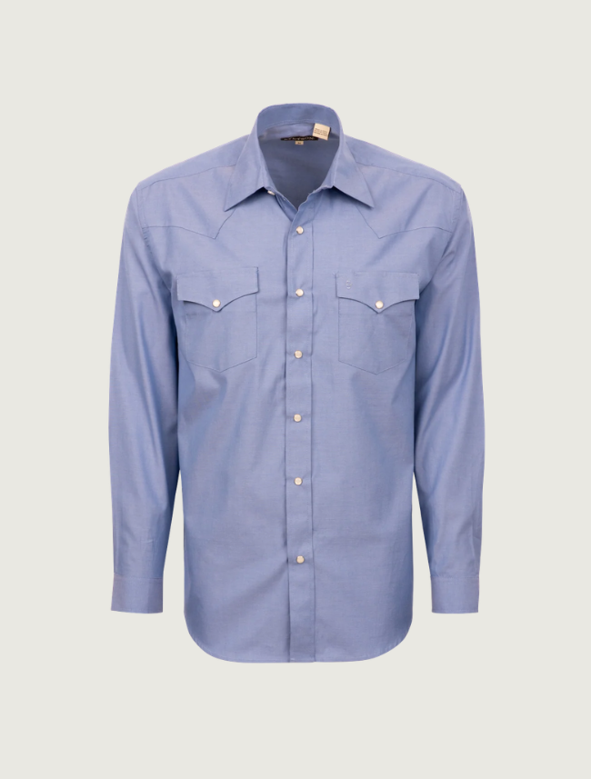 Stetson Men's Oxford Snap Front Shirt in Blue