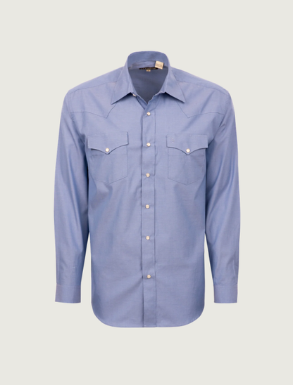 Stetson Men's Oxford Snap Front Shirt in Blue