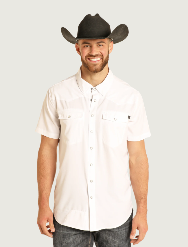 Rock & Roll Denim Men's TEK Short Sleeve Ripstop Snap Shirt