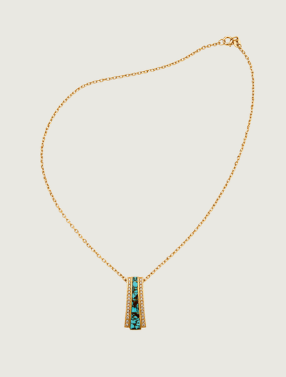 14K Yellow Gold Turquoise & Diamond Pendant