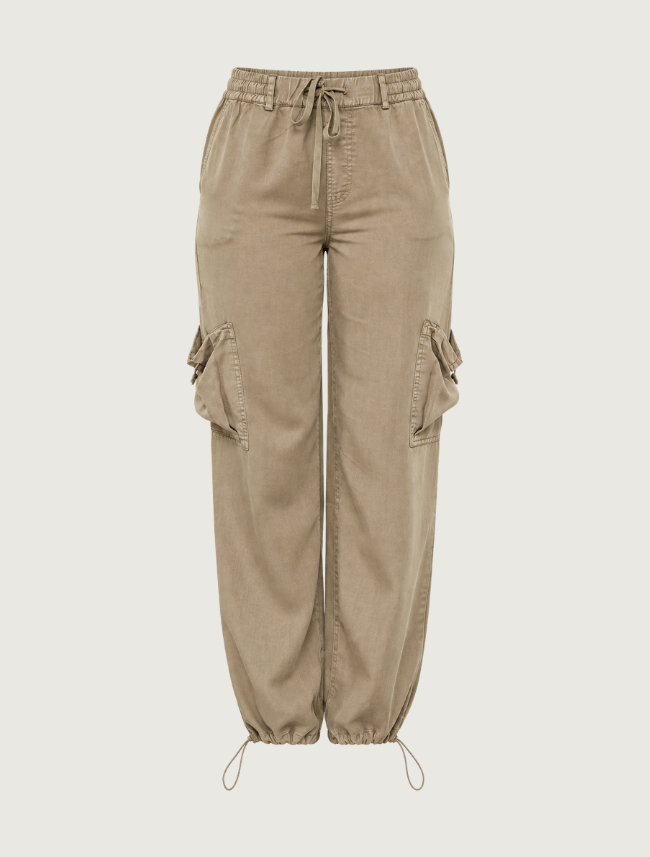 Paparazzi Tencel Bungee Hem Cargo Pants in Olive