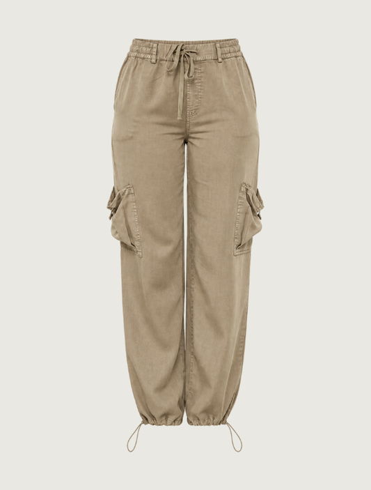 Paparazzi Tencel Bungee Hem Cargo Pants in Olive