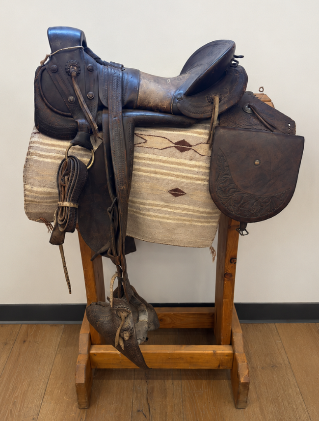 Vintage Mule Saddle with California Leaf Tooling