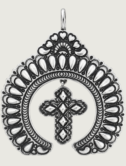 Darryl Becenti Large Sterling Silver Pendant with Cross