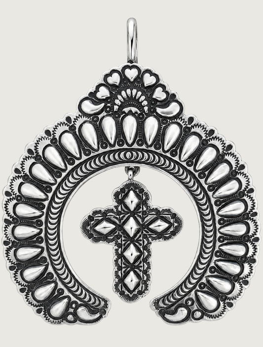 Darryl Becenti Large Sterling Silver Pendant with Cross