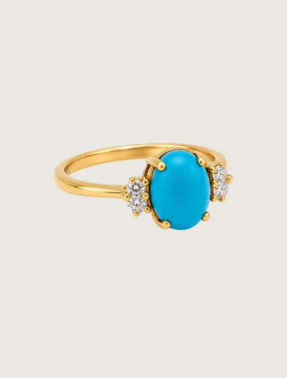 18K Yellow Gold Turquoise & Diamond Ring