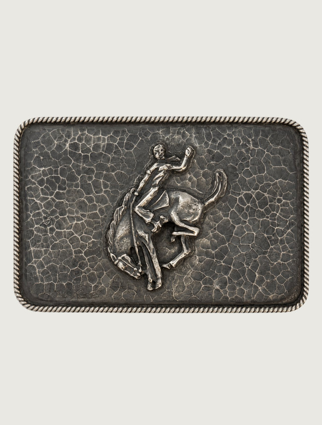 Clint Orms Bowie 1401 Hammered Bucking Horse Trophy Buckle