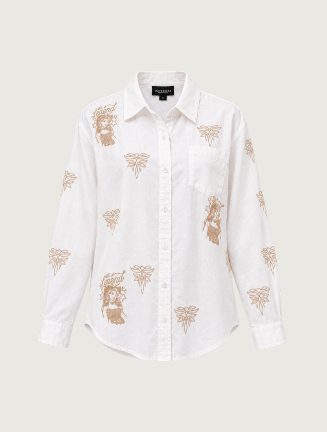 Mavericks Western Embroidered Button-Up Shirt