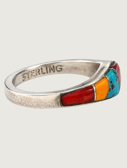 Elaine Sherman Sterling Silver Inlay Ring
