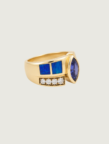 14K YG TZ/OP/DIA Ring (TZ: 1.15ct, D: 0.20ct SI1G)