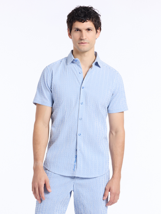 Robert Graham Fornillo Short Sleeve Woven Shirt in Navy