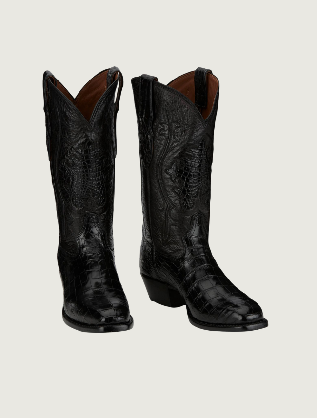 Tony Lama Men's Lightwood 13" Black Crocodile Cowboy Boots