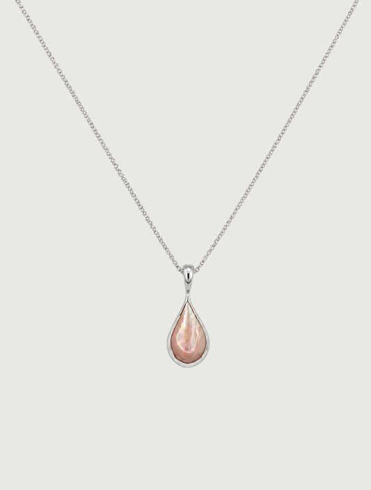 Kabana Rhodium-Plated Sterling Silver & Pink Mother of Pearl Teardrop Necklace