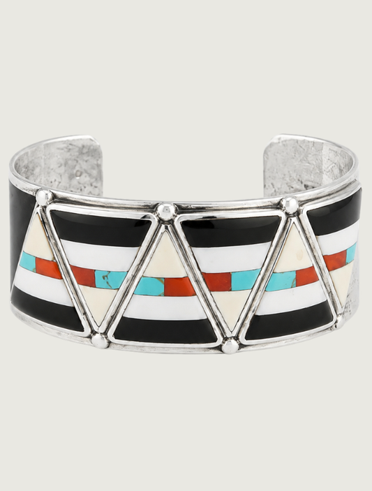 Westika Zuni Sterling Silver Inlay Cuff Bracelet