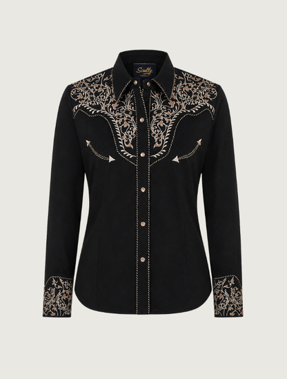Scully Women's Scroll Embroidery Long Sleeve Snap Shirt