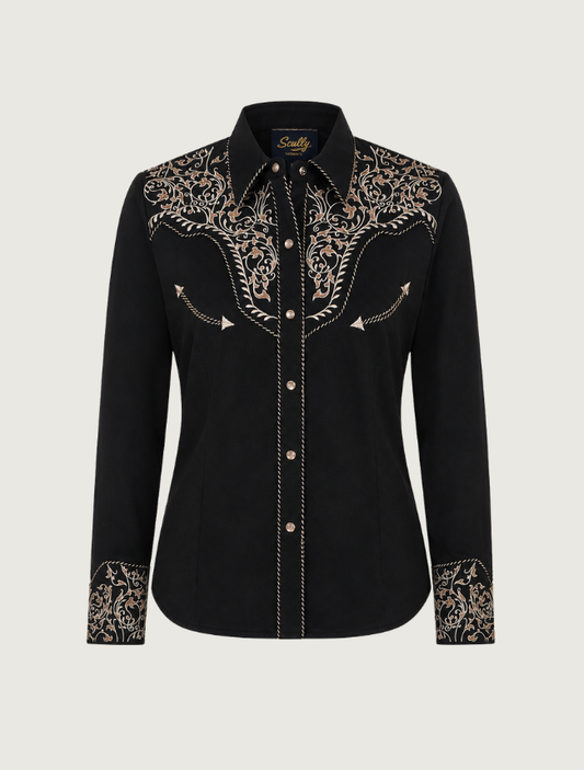 Scully Women's Scroll Embroidery Long Sleeve Snap Shirt