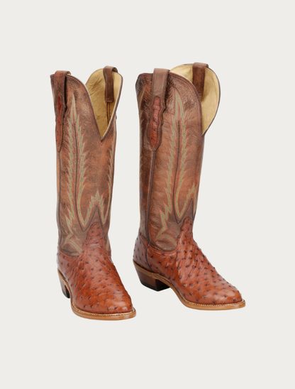 Tony Lama Women's Quintana 15" FQ Ostrich Cowboy Boots in Cognac