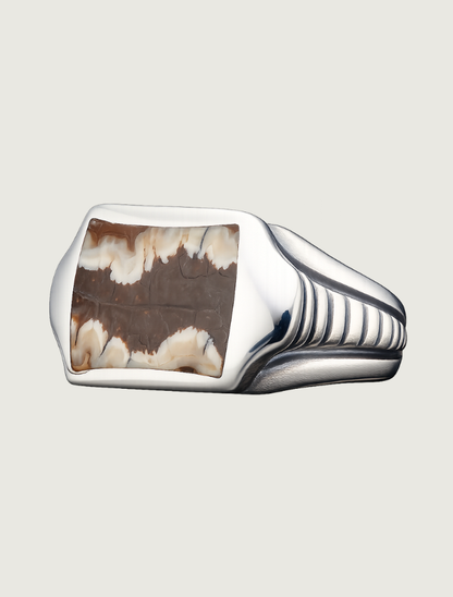 William Henry 'Sleek' Sterling Silver Signet Ring with Inlay