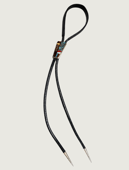 Sterling Silver & Multi-Stone Inlay Bolo Tie