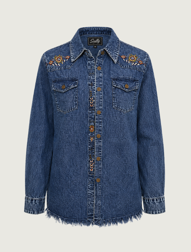 Scully Women's Denim Embroidered Layering Shirt